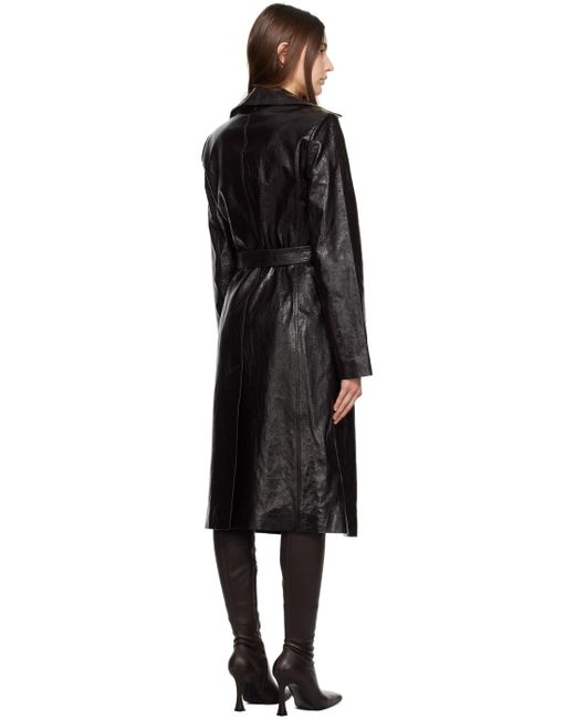 Helmut Lang Black Brown Belted Leather Trench Coat