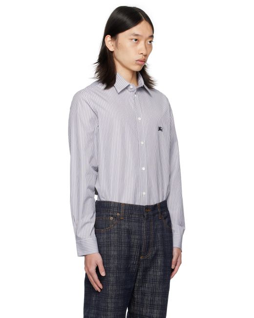 Chemise Noir Et Blanc En Coton À Rayures Burberry pour homme en coloris Gray