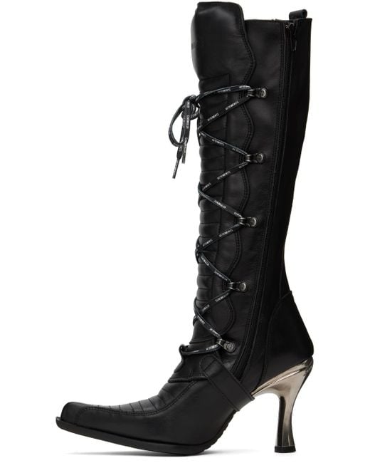 Vetements Black New Rock Edition Moto Lace-Up Boots
