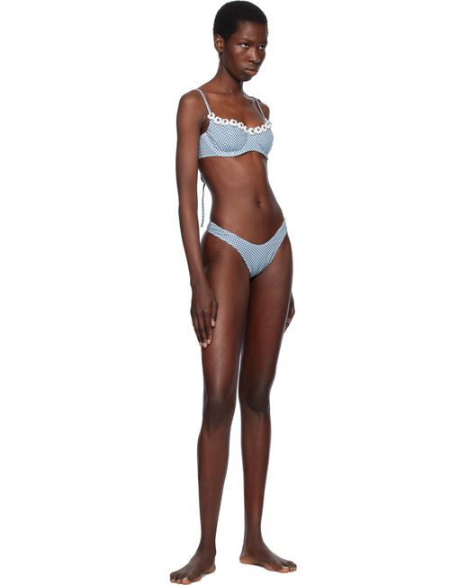 Frankie's Bikinis ブルー＆ホワイト Full Moon マイクロ ビキニボトム Multicolor