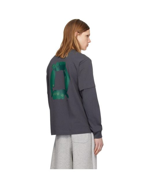 Sacai Blue 'Geoff Print L/S T-Shirt for men