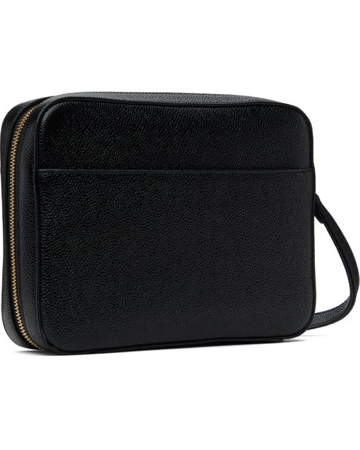 メンズ Thom Browne ブラック ペブルグレイン レザー ポーチ Black