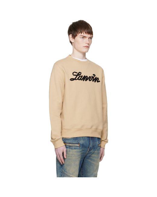 Pull Molletonné Brun Clair À Appliqué À Logo Lanvin pour homme en coloris Blue