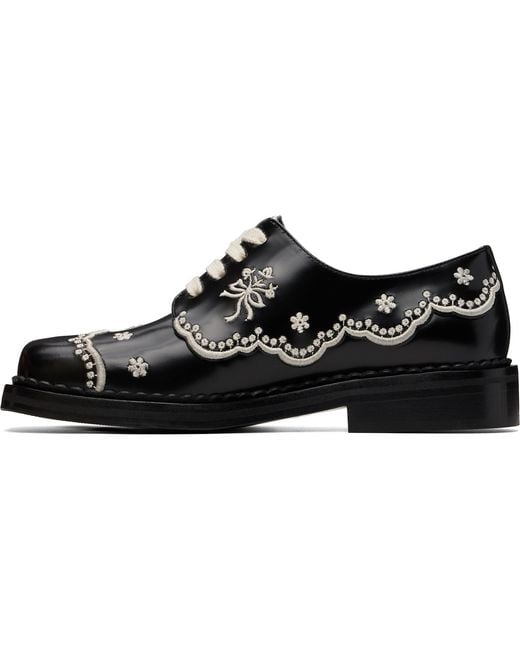 Simone Rocha Black Floral Lace Brogue Derbys