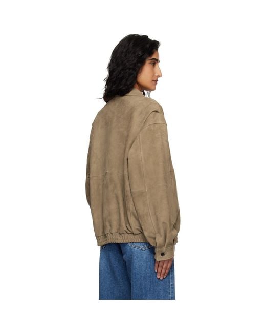 TONYWACK Blue Tan Goat Suede Relaxed Bomber Jacket