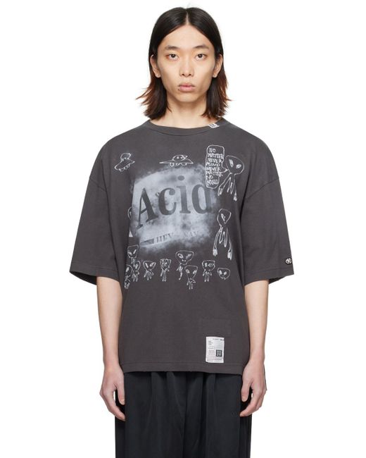 Maison Mihara Yasuhiro Black Miharayasuhiro Gray 'acid' T-shirt for men