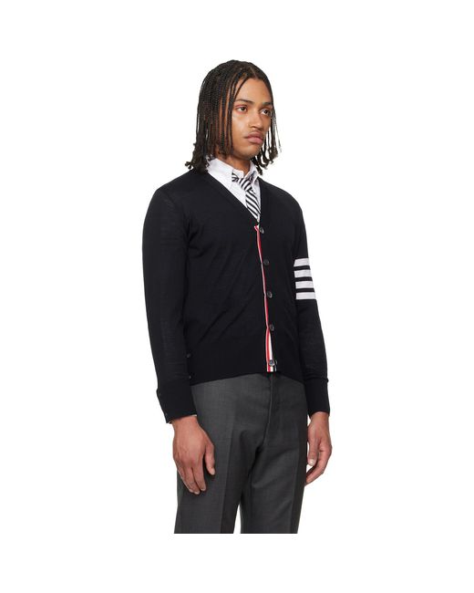 Thom Browne Black Merino Wool 4-Bar Classic Cardigan for men