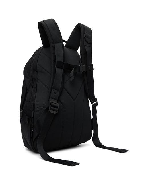 Y-3 Black Bonded-Logo Backpack for men