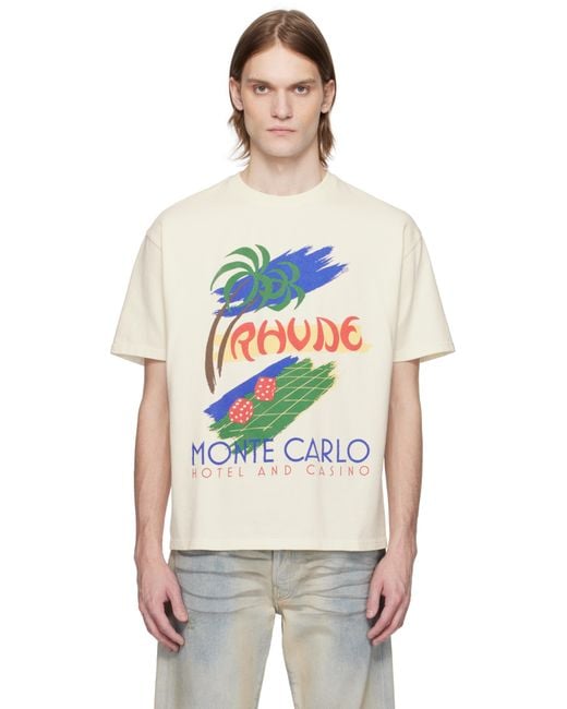 メンズ Rhude オフホワイト Roulette Tシャツ Black