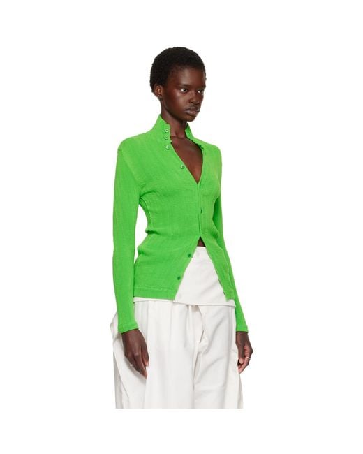 Issey Miyake Green Rill Cardigan