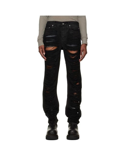 Rick Owens Black Tower Fog Cut Jeans for men