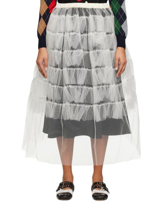 Tao Comme Des Garçons Gray Tie Midi Skirt