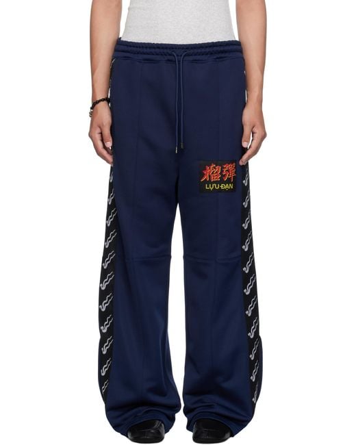 Lu'u Dan Blue Stacked Track Sweatpants for men