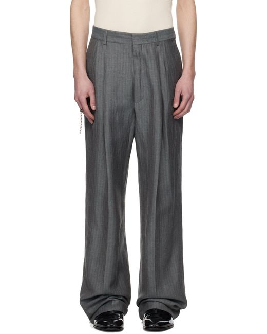 Dries Van Noten Black Linen Straight Trousers for men