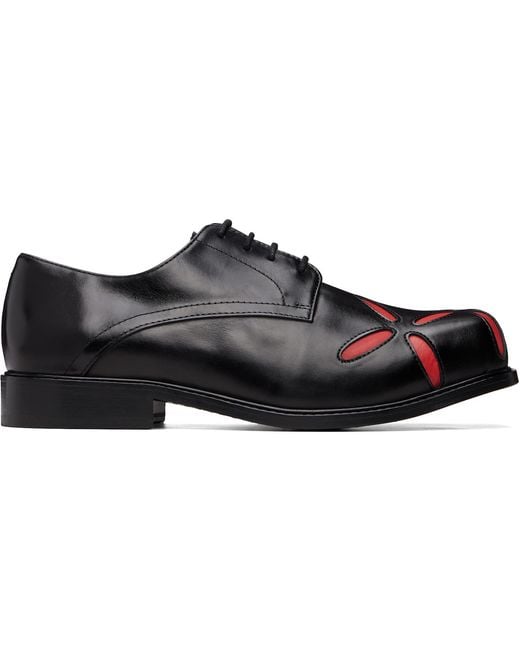 STEFAN COOKE Black Slashed Square Toe Derbys for men