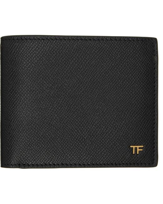 Tom Ford Black Small Grain Leather Bifold Wallet for men