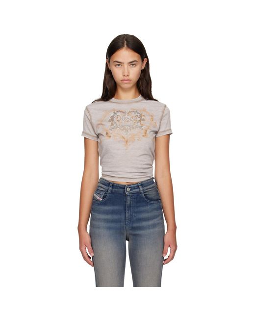 DIESEL Blue Rhinestones & Burnout Effect Jersey T-Shirt