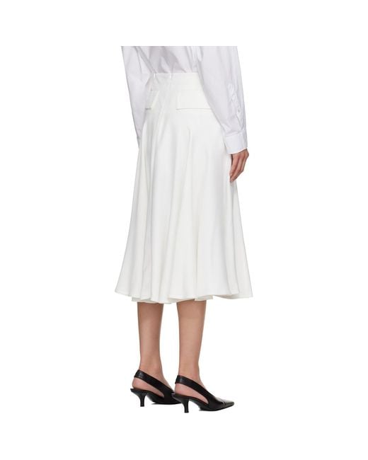 Bottega Veneta White Off- Viscose Pleated Midi Skirt