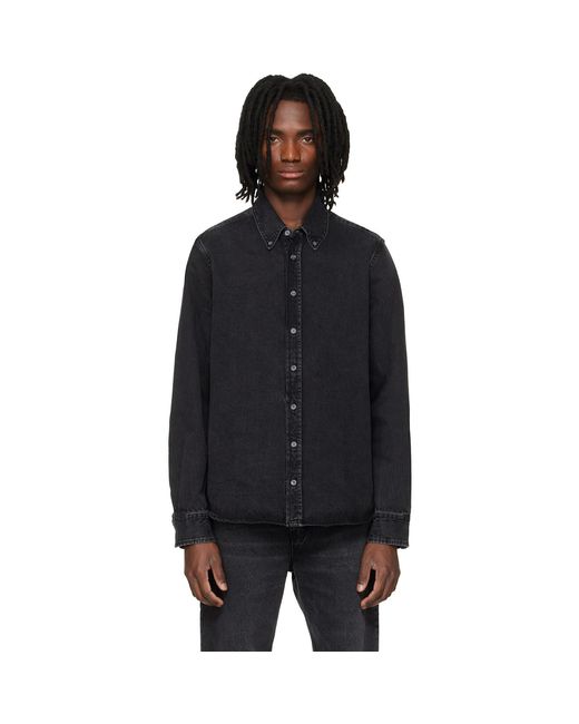 AMI Black Cotton Ami De Coeur Denim Shirt for men