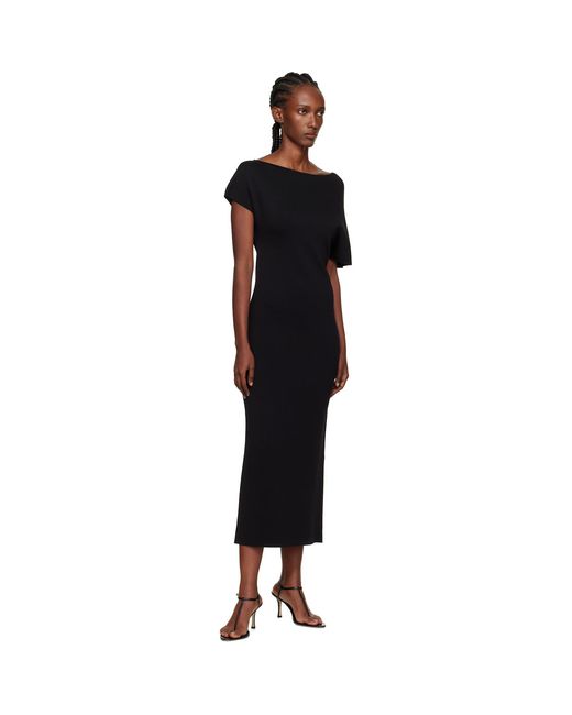 Rohe Black Asymmetrical Knitted Midi Dress