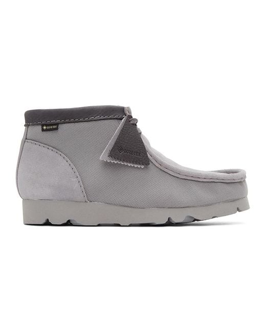 Clarks Canvas Grey Gore-tex® Wallabee Desert Boots in Gray for Men | Lyst