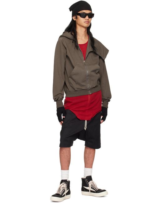 Rick Owens Red Gray Mountain Hoodie for men