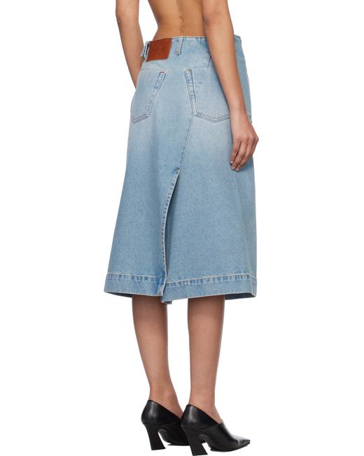 Victoria Beckham ブルー ラップ ディテール デニム ミディアムスカート Blue