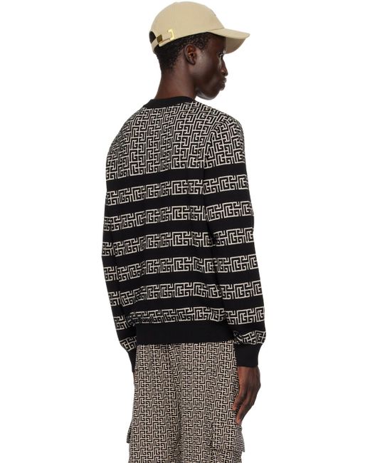 Balmain Black Off- Striped 'pb' Labyrinth Sweater for men