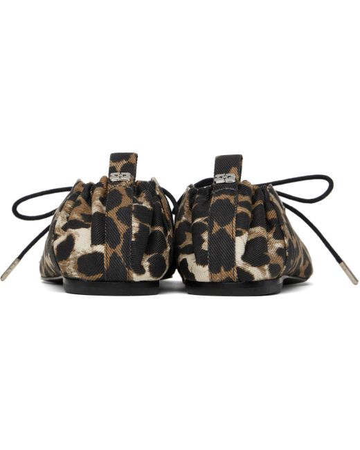 Ballerines Brunes En Denim À Motif Imprimé Et À Laçage Ganni en coloris Black