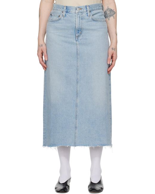 Agolde Blue Della Denim Midi Skirt