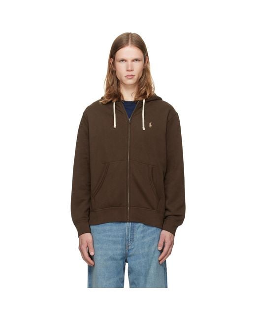 Polo Ralph Lauren Brown Fleece Full-Zip Hoodie for men