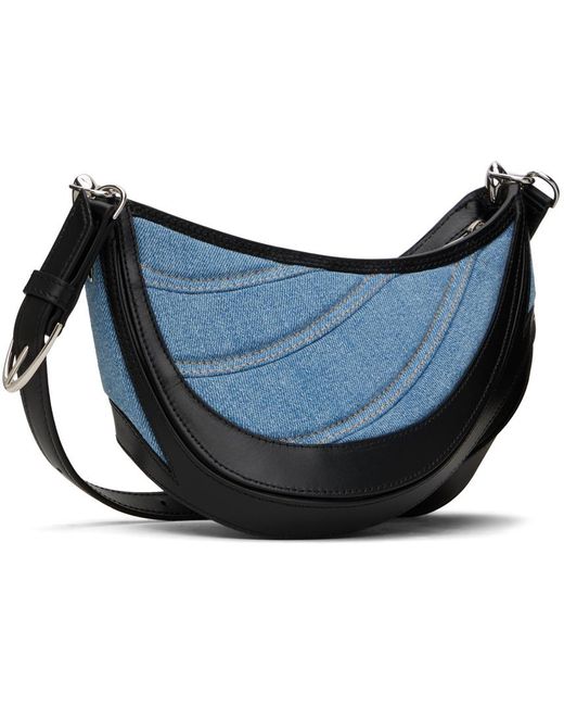 Mugler Black & Blue Small Denim Spiral Curve 01 Bag