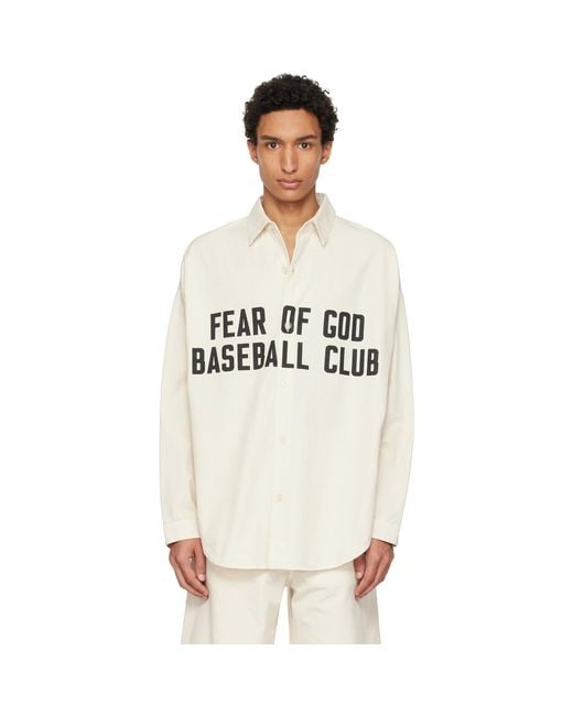 Fear Of God White Off- Garment Dyed Cotton Relaxed Shirt for men