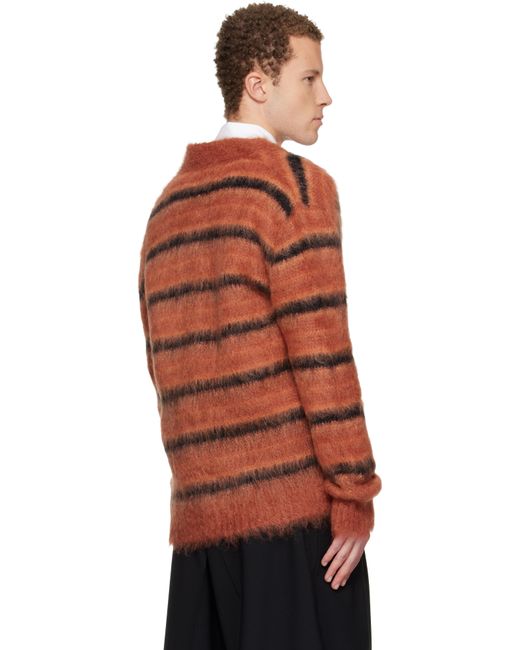Marni Orange Fuzzy Wuzzy Stripe V-Neck Cardigan for men