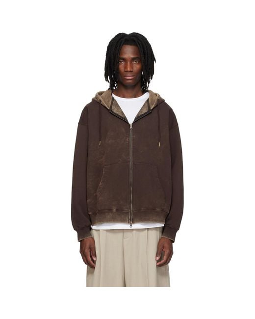MMIC Brown Dusk Zip Up Hoodie for men