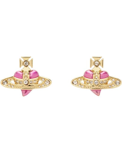 Vivienne Westwood Black New Diamante Heart Earrings
