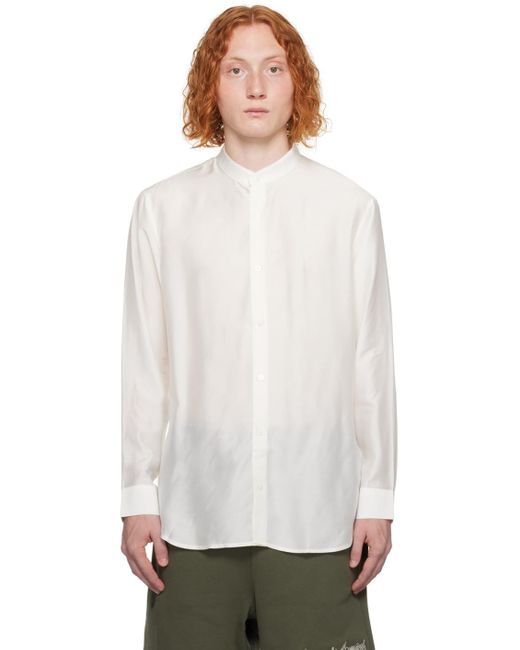 Emporio Armani White Band Collar Shirt for Men | Lyst Canada