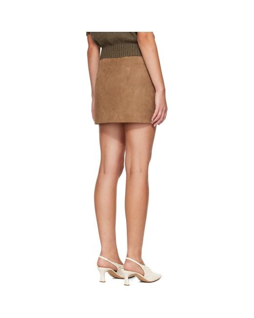Khaite Brown Tan Jett Suede Miniskirt