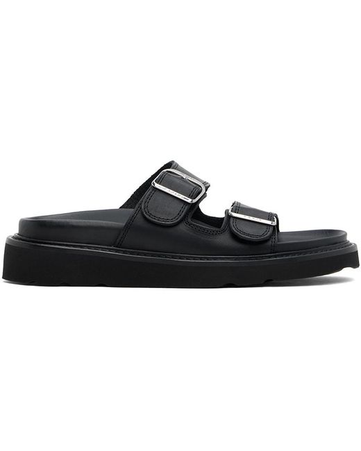 KENZO Black Paris ' Matto' Leather Sandals for men