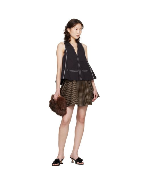Ganni Black Cotton A-Line Top