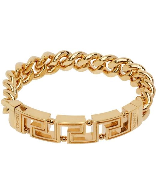 Versace Metallic Gold Greca Chain Bracelet for men