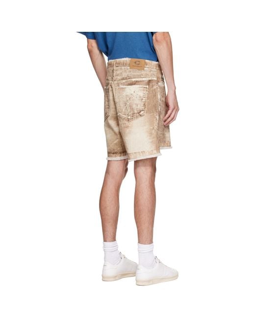 CAMPERLAB Natural Corduroy Print Denim Cutoff Shorts for men