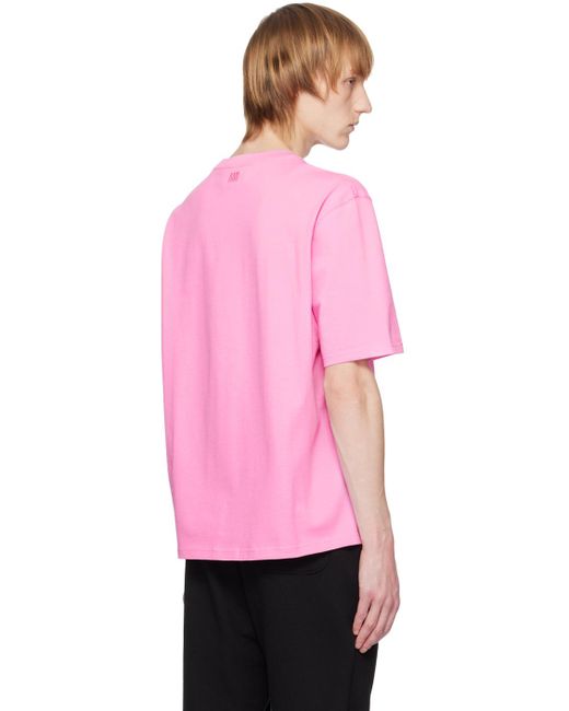 AMI Pink De Coeur T Shirt for men