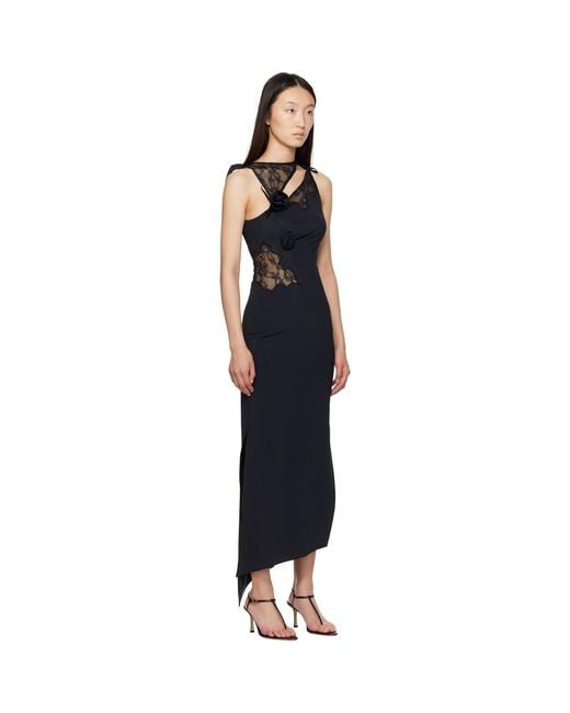 Coperni Black Lace Flower Midi Dress