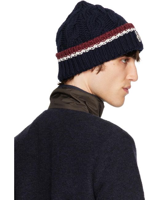 メンズ Moncler ネイビー Archivio ビーニー Black