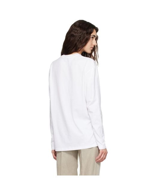Stella McCartney White Watercolour Alpaca Long Sleeve Cotton T-Shirt