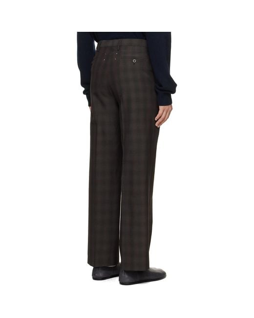 Maison Margiela Black Checkered Regular Tailored Trousers for men
