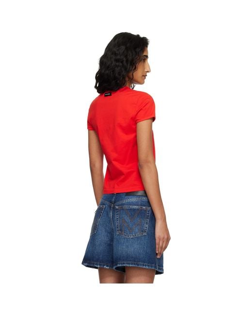 Marc Jacobs Red 'Kiss Me' Shrunken T-Shirt