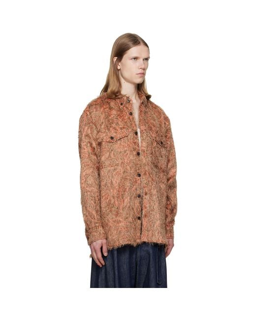 Dries Van Noten Brown Loose Shag Shirt for men
