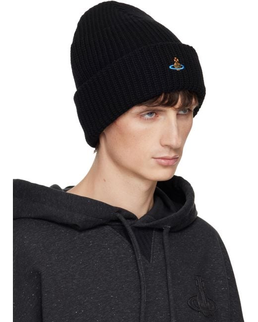 Vivienne Westwood Black Sporty Beanie for men